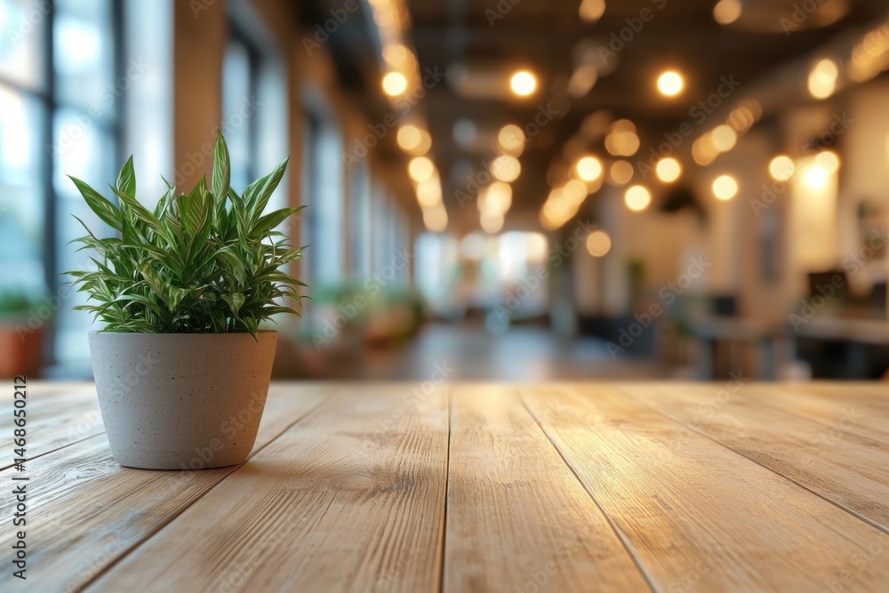 Fototapeta premium Modern Indoor Office Space with Green Plant for Productivity and Comfort