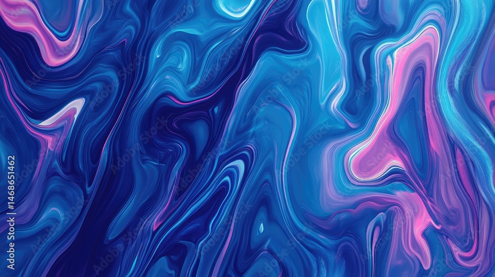 Fototapeta premium Abstract swirling paint colors in shades of blue, pink, and turquoise