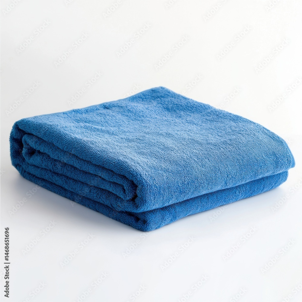 Soft Blue Towel on White Background for Bathroom and Spa Use Soft Blue Towel on White Background for Bathroom and Spa Use