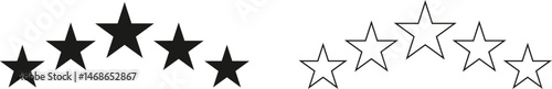 Black Star Rating Icons in half circle shape for Website or App.