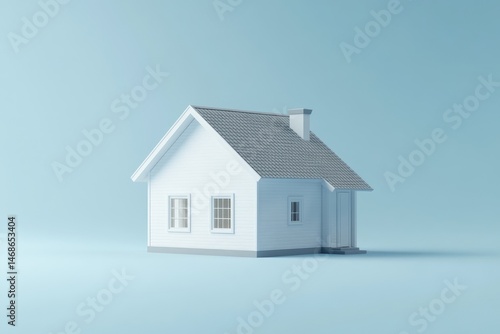 Wallpaper Mural Minimalist white house model on light blue background (1) Torontodigital.ca