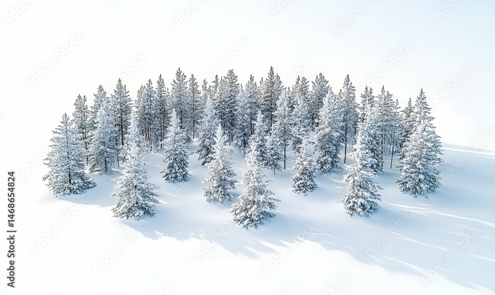 Naklejka premium Snowy Coniferous Forest Winter Landscape