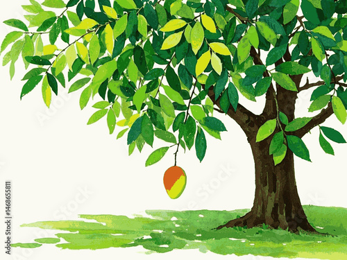 Watercolor Nectar Bounty mango tree isolated vector illustration svg