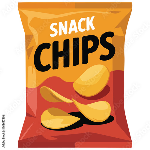 Snack chips bag packaging isolated vector illustration on white background