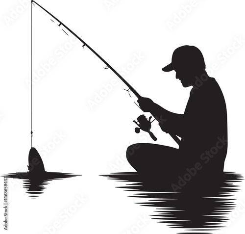Fisherman Casting Line Silhouette

Big Catch – Fish on Hook Vector

Boat Fishing Adventure Silhouette Scene

Spearfisher in Action Silhouette Art

Lake Fishing Moment Vector Design