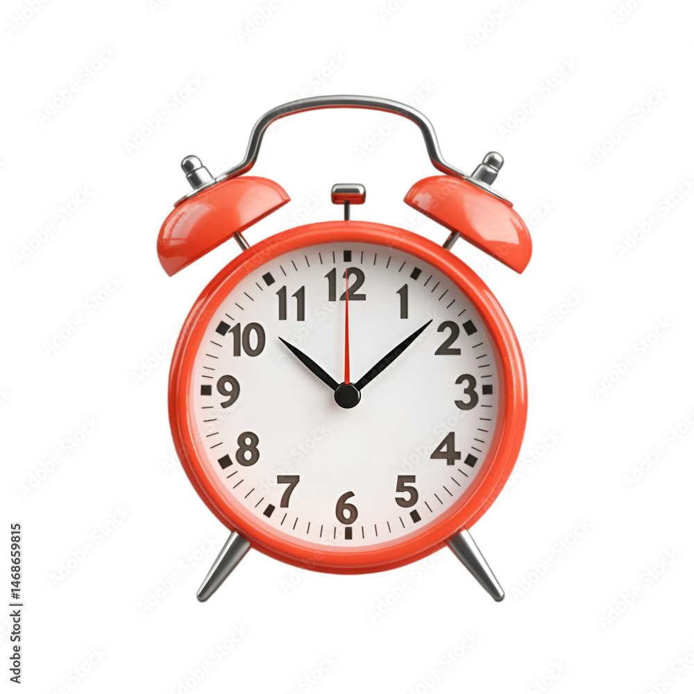 Red alarm clock showing the time twelve oclock sharp Red alarm clock showing the time twelve oclock sharp