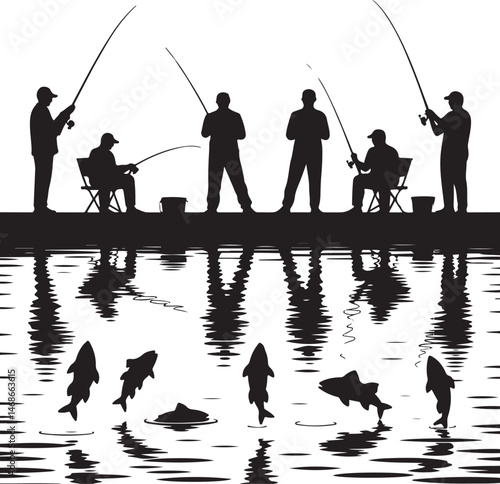 Fish Hunting Silhouette | Fishing Vector Clipart"

"Fisherman and Fish Scene | Outdoor Hunting SVG"

"Fishing Sport Vector | Catching Fish Illustration"

"Man Fishing Silhouette | Lake Fishing Clipart