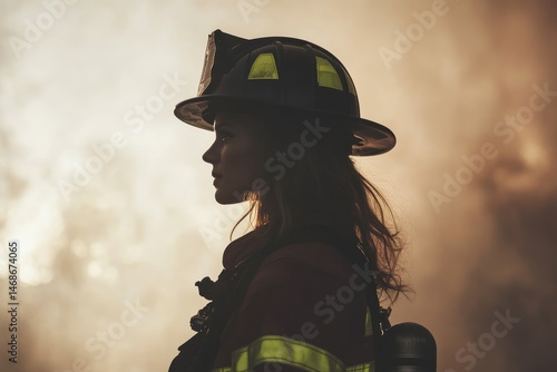 Profile view of a firefighter in protective gear.
