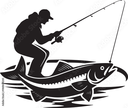 Fisherman Casting Line Silhouette

Big Catch – Fish on Hook Vector

Boat Fishing Adventure Silhouette Scene

Spearfisher in Action Silhouette Art

Lake Fishing Moment Vector Design