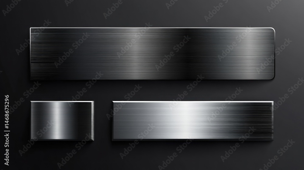 Obraz premium Metallic brushed plates on dark background