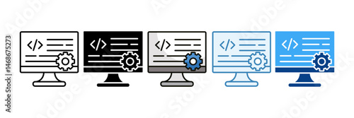 Computer Programming Icon Set Multiple Style Collection
