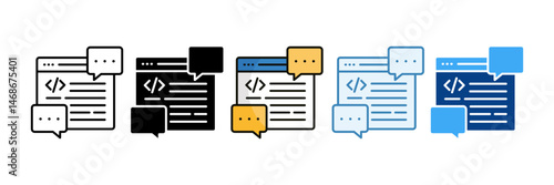Code Comments Icon Set Multiple Style Collection