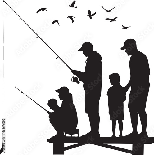 Fisherman Casting Line Silhouette

Big Catch – Fish on Hook Vector

Boat Fishing Adventure Silhouette Scene

Spearfisher in Action Silhouette Art

Lake Fishing Moment Vector Design
