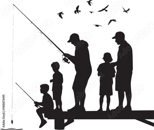 Fisherman Casting Line Silhouette

Big Catch – Fish on Hook Vector

Boat Fishing Adventure Silhouette Scene

Spearfisher in Action Silhouette Art

Lake Fishing Moment Vector Design