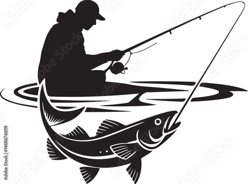 Fisherman Casting Line Silhouette

Big Catch – Fish on Hook Vector

Boat Fishing Adventure Silhouette Scene

Spearfisher in Action Silhouette Art

Lake Fishing Moment Vector Design