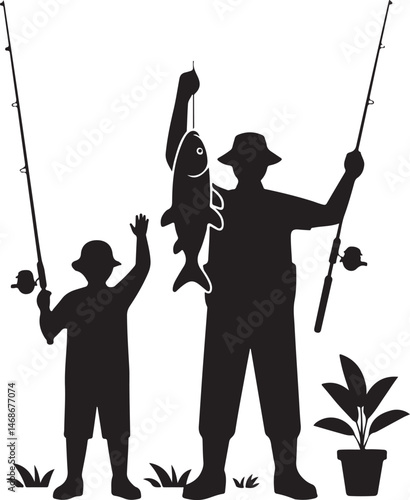 Fisherman Casting Line Silhouette

Big Catch – Fish on Hook Vector

Boat Fishing Adventure Silhouette Scene

Spearfisher in Action Silhouette Art

Lake Fishing Moment Vector Design