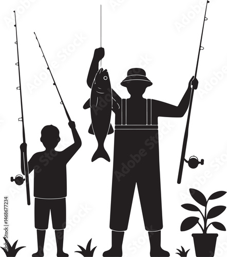 Fisherman Casting Line Silhouette

Big Catch – Fish on Hook Vector

Boat Fishing Adventure Silhouette Scene

Spearfisher in Action Silhouette Art

Lake Fishing Moment Vector Design
