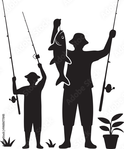 Fisherman Casting Line Silhouette

Big Catch – Fish on Hook Vector

Boat Fishing Adventure Silhouette Scene

Spearfisher in Action Silhouette Art

Lake Fishing Moment Vector Design