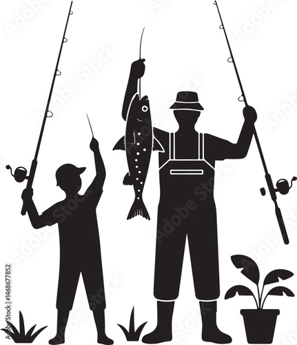 Fisherman Casting Line Silhouette

Big Catch – Fish on Hook Vector

Boat Fishing Adventure Silhouette Scene

Spearfisher in Action Silhouette Art

Lake Fishing Moment Vector Design