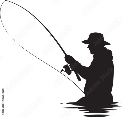 Fisherman Casting Line Silhouette

Big Catch – Fish on Hook Vector

Boat Fishing Adventure Silhouette Scene

Spearfisher in Action Silhouette Art

Lake Fishing Moment Vector Design