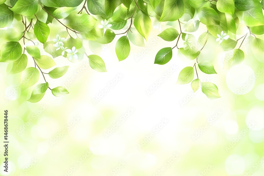 Fresh spring leaves and flowers Fresh spring leaves and flowers