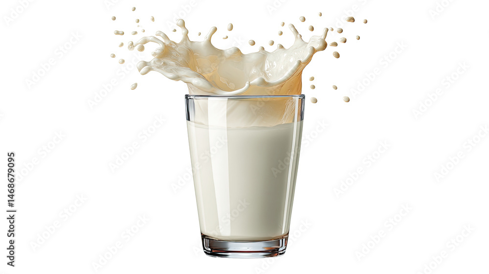 Milk Splash in Glass: Creamy milk splashes dramatically from a glass, creating a dynamic and refreshing image. Milk Splash in Glass: Creamy milk splashes dramatically from a glass, creating a dynamic and refreshing image.