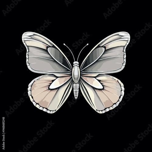 white butterfly on black background