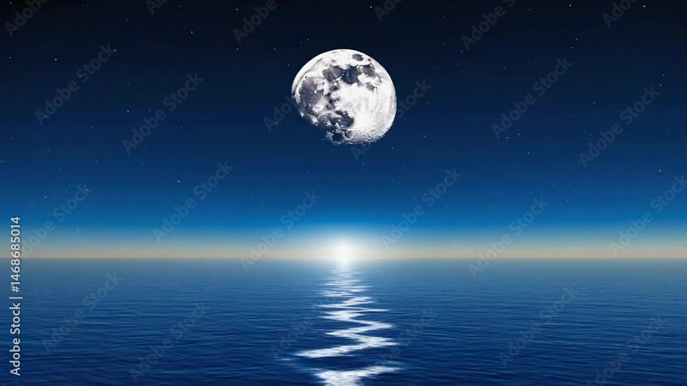Moonlight Reflecting on Water Surface at Night Serene Ocean Landscape Moonlight Reflecting on Water Surface at Night Serene Ocean Landscape