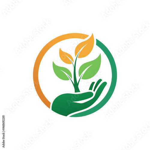 Hand holding plant logo 