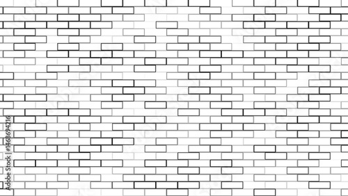 Brick wall vector art simple outline design isolated white background, seamless building cement concrete wall grunge background.
