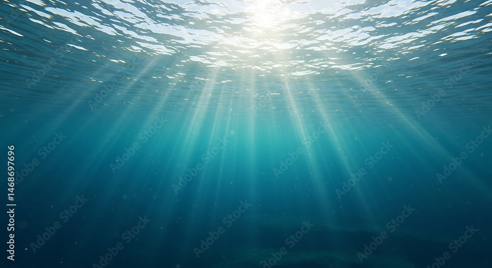 Obraz premium Ocean Sunlight Rays Underwater Scene