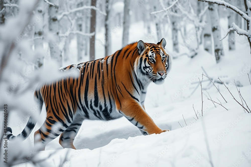 Obraz premium Siberian tiger winter images, photos, illustration, horizontal