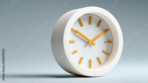 Minimalist 3D Clock Icon on Clean White Surface with Flat Lighting for Modern Design Aesthetics