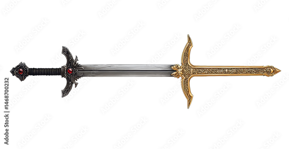 Ornate, stylized sword with detailed hilt Ornate, stylized sword with detailed hilt