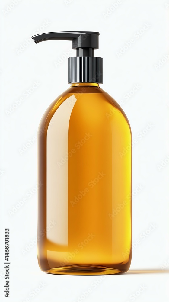 Stylish amber pump bottle for personal care. Stylish amber pump bottle for personal care.
