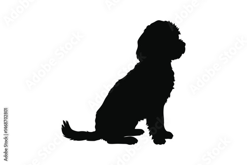 dog, silhouette, pet, animal, sitting, canine, companion, nature, elegant, artwork, black, white, shadow, shape, posture, calm, loyal, friendly, peaceful, tail, ears, fur, outline, domestic, art, mini
