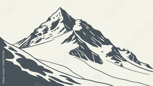 Majestic Mountain Peak Covered in Snow and Ice