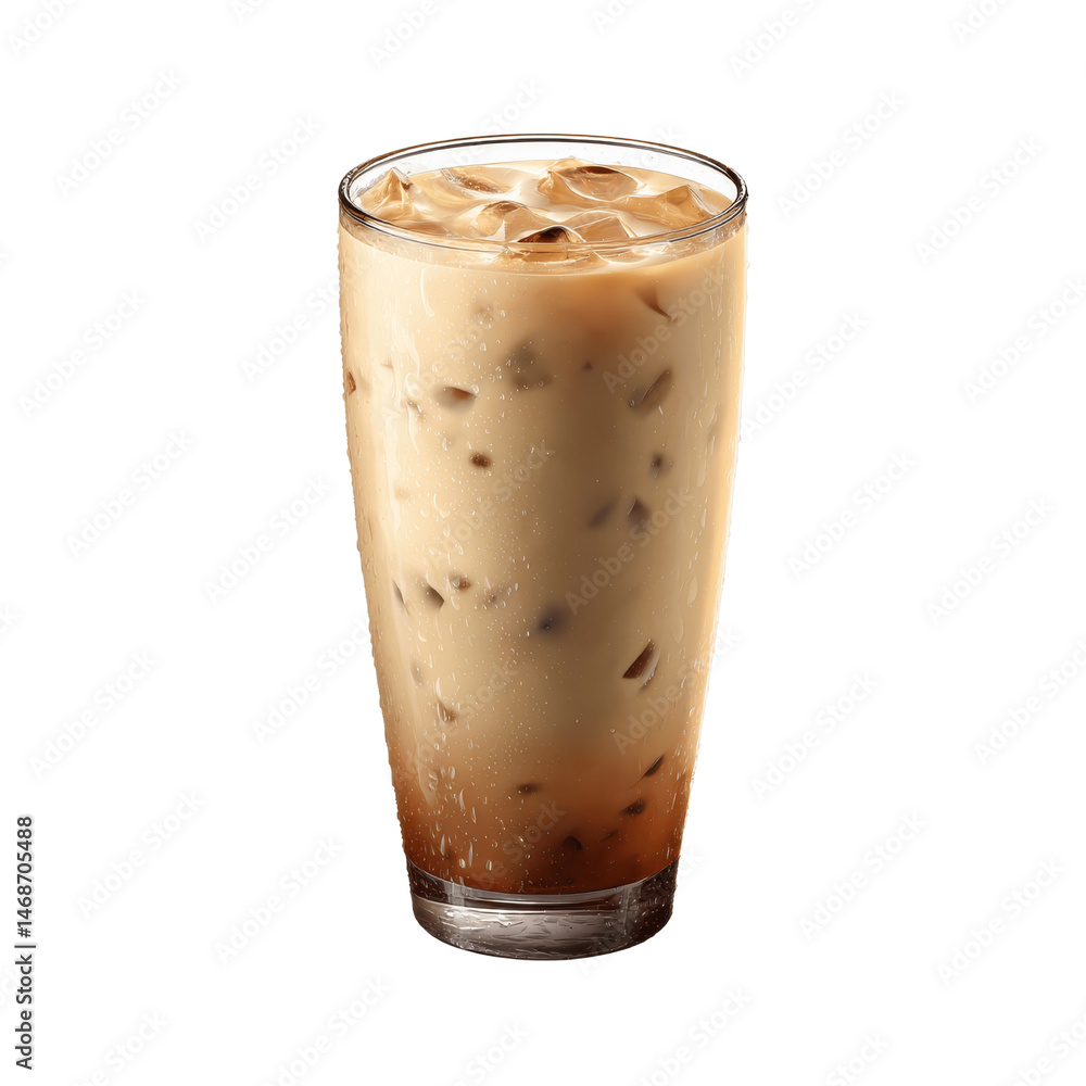 Refreshing Iced Coffee in Tall Glass with Ice Cubes Refreshing Iced Coffee in Tall Glass with Ice Cubes
