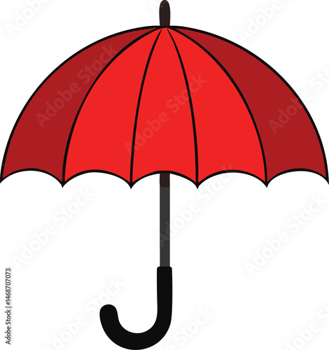 Red Umbrella Protection from Rain or Sun