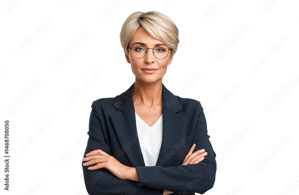 Portrait of a smiling businesswoman wearing glasses, isolated on transparent background Portrait of a smiling businesswoman wearing glasses, isolated on transparent background