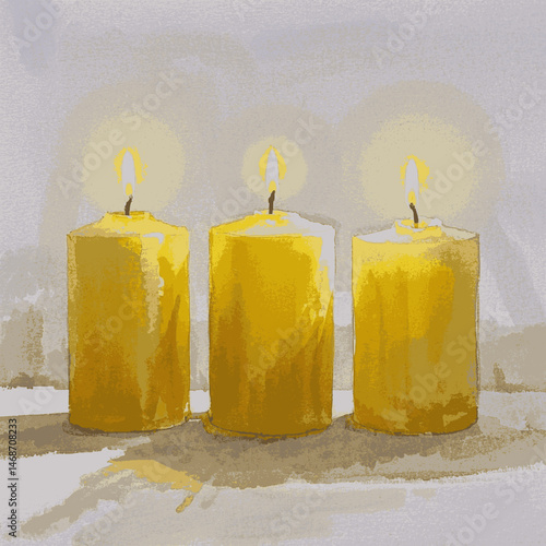 Watercolor Ember Glow yellow  candles isolated vector illustration svg