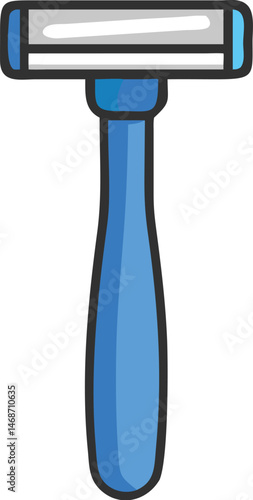 Blue Razor Simple Shaving Tool Minimalist Illustration
