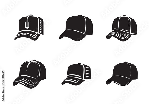 Trucker Cap Silhouette Vector Set