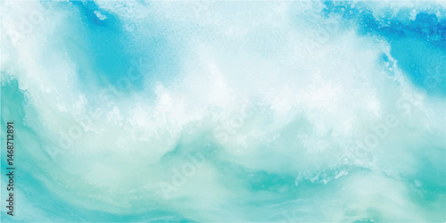 A serene watercolor ocean landscape with pastel blue and green abstract waves. Ideal for art prints, website headers, and peaceful branding.

