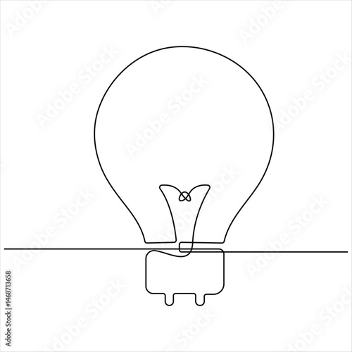 Continuous one line drawing of electric light bulb Concept ideas business vector illustration