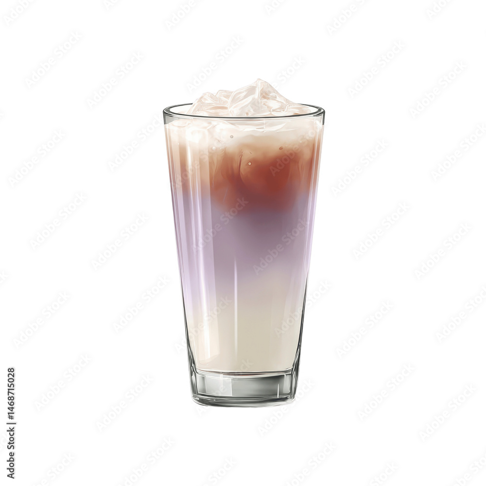 Iced Lavender Latte with Cream in a Tall Glass Iced Lavender Latte with Cream in a Tall Glass