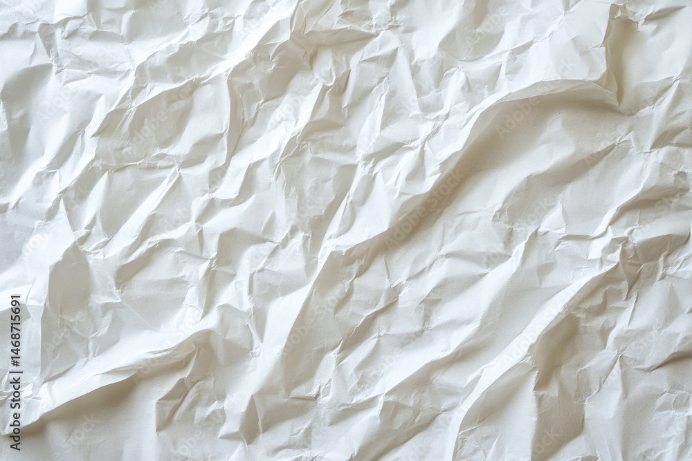 Close-up of crumpled, textured white paper