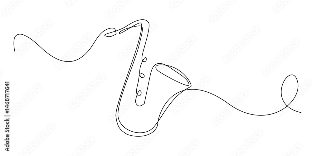 continuous line saxophone jazz music.one line drawing of music show sign.element for music poster.one line vector illustration continuous line saxophone jazz music.one line drawing of music show sign.element for music poster.one line vector illustration