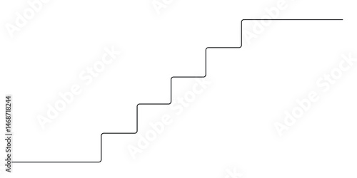 continuous line of stairs going up.one line graphic of achievement,climbing in business,success.one line vector illustration