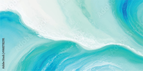 Tranquil watercolor sea texture featuring light blue and green hues. Hand-painted abstract art perfect for backgrounds, invitations, and creative projects.
